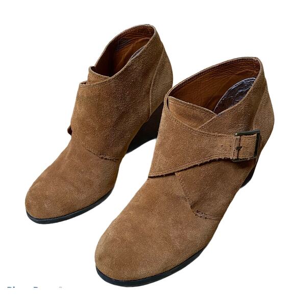 Lucky Brand Sumarah suede wedge Booties brown sz 8.5 B 38.5  Ankle Boots - Picture 2 of 8